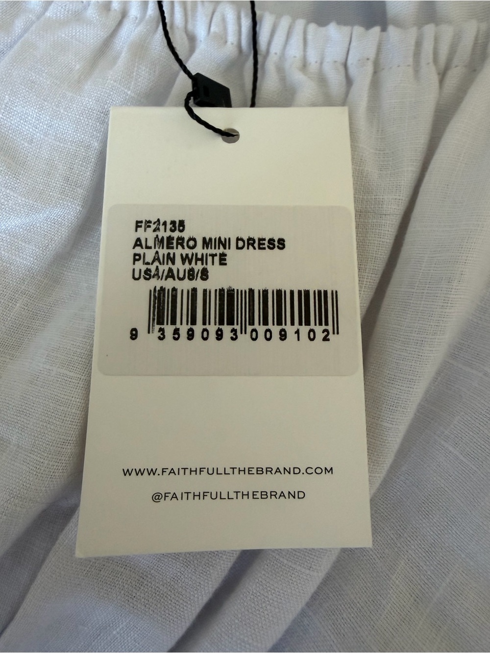 Faithfull The Brand Almero Mini Dress - Plain White Size 4 Linen NWT - Picture 4 of 6